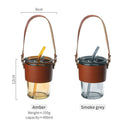 GobekUsa 450ml Glass Coffee Cup with Lid and Straw | Stylish Heat-Resistant Glass Mug