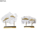 GobekUsa Golden Fish Crystal Ornament Home Decoration Metal Statue