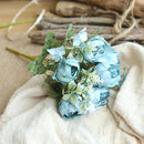GobekUsa Blue Peony Tea Rose Silk Fake Flowers for DIY Home Garden Wedding Decor