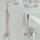 GobekUsa Brushed Nickel Rainfall Shower System with Hot Cold Mixer for Wall Mount