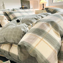 GobekUsa Grid Print Cotton Bedding Set for Single Double Beds
