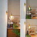 GobekUsa Green Class Ball LED Wall Light Fixture, Copper Socket, Pull Chain Switch