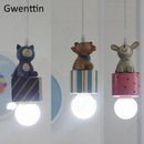 GobekUsa Kids Animal Pendant Lamp: Rabbit Lion Cat LED Ceiling Light Fixture