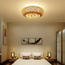GobekUsa Bamboo Wicker Rattan Round Lantern Ceiling Light - Chinese Style Hand-Woven Fixture