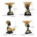 GobekUsa Black African Woman Resin Storage Figurine - Exotic Interior Decor Statue