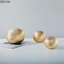 GobekUsa Golden Wave Ball Desk Ornament, Abstract Art Sculpture for Room Aesthetics