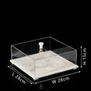 Acrylic Display Case on Travertine Base by GobekUsa for Collectibles, Figurines, Desserts