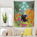 GobekUsa Garden Cat Tapestry Wall Hanging - Psychedelic Bohemia Room Art Home Decor