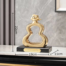 GobekUsa Gold Gourd Ceramic Sculpture Desk Decor Porcelain Crafts Room Ornaments