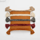 GobekUsa Knit Boho Tassels Cushion Cover Ivory Beige Orange Grey Soft Pillow Cover