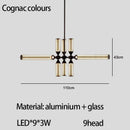 GobekUsa Glass Tube Chandelier: Modern LED Pendant Lamp for Living Room, Bedroom, Cafe, and Dining Room.