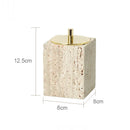 GobekUsa Beige Travertine Marble Bathroom Accessories Set - Soap Dispenser, Soap Dish, Reed Diffuser