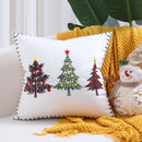 GobekUsa Christmas Patchwork MerryChristmas Cushion Cover Embroidered Velvet Home Decor
