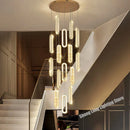 GobekUsa Crystal LED Chandelier: Modern Luxury Long Lighting Fixtures for Living Room Staircase