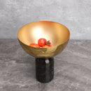 GobekUsa Golden Fruit Bowl Marble Base Handicraft Tray Vase Figurine Metal Container