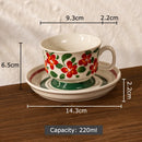 GobekUsa Flowers Pattern Ceramic Cup&saucer Set Gold-plated Coffee Tea Mug Juice Container