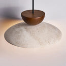 GobekUsa LED Hanging Pendant Light Mid-Century Modern Yellow Travertine Wood Living Room