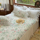 GobekUsa Lace Ruffles Bed Skirt Set with Pillowcases for 1.2-2M Beds