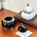 GobekUsa Duck Shaped Ceramic Ashtray with Lid - Windproof Smoking Accessories