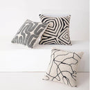 GobekUsa Geometric Embroidered Cushion Cover in Modern Beige and Black