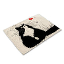 GobekUsa Black Cat Linen Placemat Set for Dining Table & Kitchen Decor