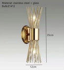 GobekUsa Gold Stainless Steel Glass Sconces for Bedroom, Dining, Aisle Wall Lights