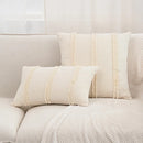 GobekUsa Boho Linen Cotton Pillow Cover with Tassels - Beige Square/Rectangular 45x45cm/30x50cm