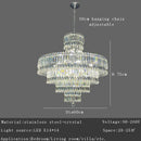 GobekUsa Large Crystal Chandelier Chrome Hanging Lamp for Dining Room Decor