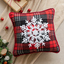 GobekUsa Buffalo Check Snowflake Jingle Bell Pillow Case | Retro Christmas Decoration
