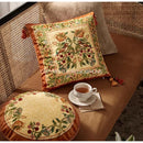 GobekUsa Gobelin Tapestry Style Reversible Cushion Cover with Tassels and Retro Birds Floral Decor
