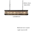 GobekUsa Black Crystal Glass Rectangle Chandeliers for Dining Room - Luxury Retro Hanglamp