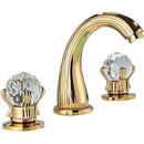 GobekUsa Gold Crystal Handle Basin Faucet, 3 Hole Widespread Bathroom Sink Tap