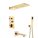 GobekUsa Gold 12" Digital Display Rainfall Shower Faucet with Single Lever Control
