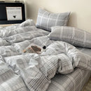 GobekUsa Cotton Grid Bedding Set - Soft & Stylish Bed Sheet, Quilt Cover Kit