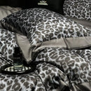 GobekUsa 1000TC Egyptian Cotton Grey Leopard Print Bedding Set with Duvet Cover, Sheet, Pillowcase