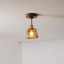 GobekUsa Amber Glass Copper LED Ceiling Light Fixture for Modern Home Decor