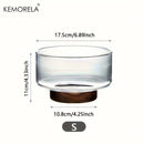 GobekUsa Creative Glass Fruit Bowl with Wood Base - Large Salad Bowl for Snacks, Popcorn, Nuts, and More