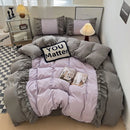 GobekUsa Lace Patchwork Duvet Cover Set, Soft Microfiber, Full Queen Size Bed Linen Pillowcase