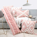 GobekUsa Boho Pink Geometric Tufted Tassel Pillow Covers 30x100cm - Decorative Double Pillows