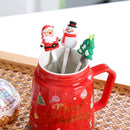 GobekUsa Christmas Planet Ceramic Mug with Lid, Spoon - Xmas Gift Cofee Cup