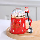 GobekUsa Christmas Planet Ceramic Mug with Lid, Spoon - Xmas Gift Cofee Cup