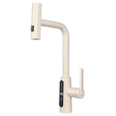 GobekUsa Brass Kitchen Faucet Pull Out Mixer Tap in White Gray