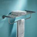 GobekUsa Grey Bathroom Accessories Set: Paper Holder, Corner Shelf, Towel Rack, Toilet Brush Holder, Towel Holder