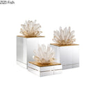 GobekUsa Agate Stone Crystal Sculpture Gold-plated Marble Ornament for Living Room Desk