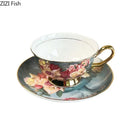GobekUsa Flowers Pattern Porcelain Coffee Cup & Saucer Set - Exquisite Tea & Juice Mug