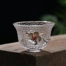 GobekUsa Carved Tin Glass Tea Cup Set - Heat Resistant, Puer Chinese, Elegant Design
