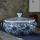 GobekUsa Blue Flower Ceramic Tea Caddy Jar - Living Room Decor or Home Ornament