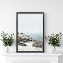 Sea Rocks and Waves Print. Blue Beige Coastal Wall Art by Wall Art Set