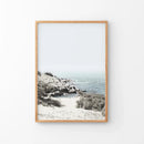 Sea Rocks and Waves Print. Blue Beige Coastal Wall Art by Wall Art Set