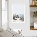 Sea Rocks and Waves Print. Blue Beige Coastal Wall Art by Wall Art Set